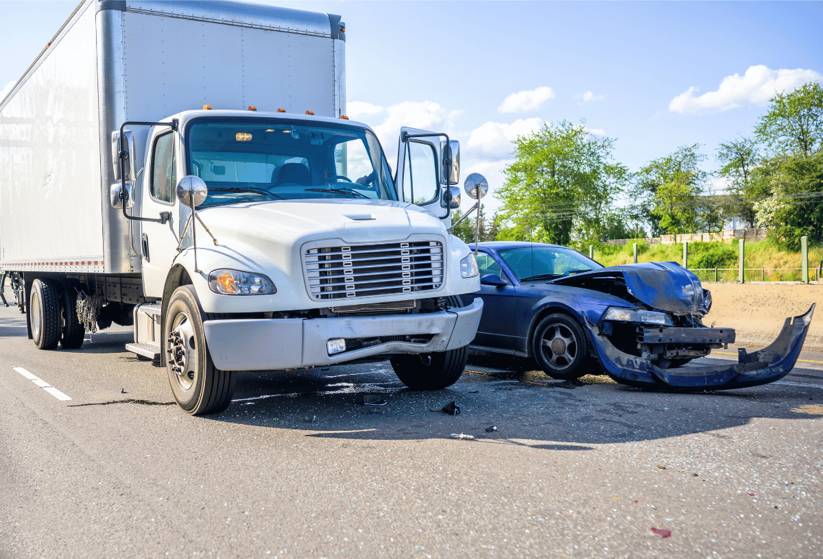 A semi and a car involved in a crash