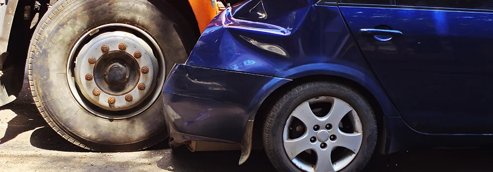 car crash accident on the road. truck and passenger car collision